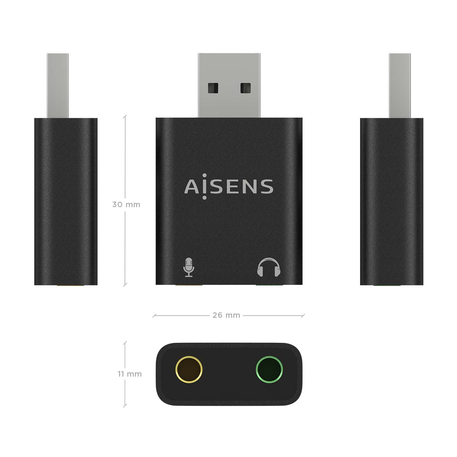 Placa de Som Aisens USB - Audio 48KHz Preto 3